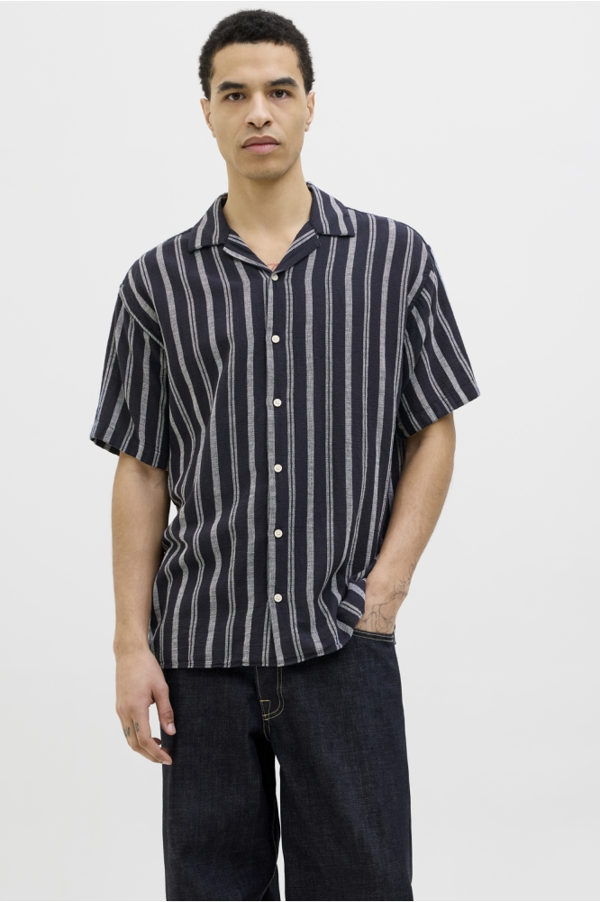 JJEENZO STRIPE RESORT SHIRT SS SN 12268457 SKY CAPTAIN